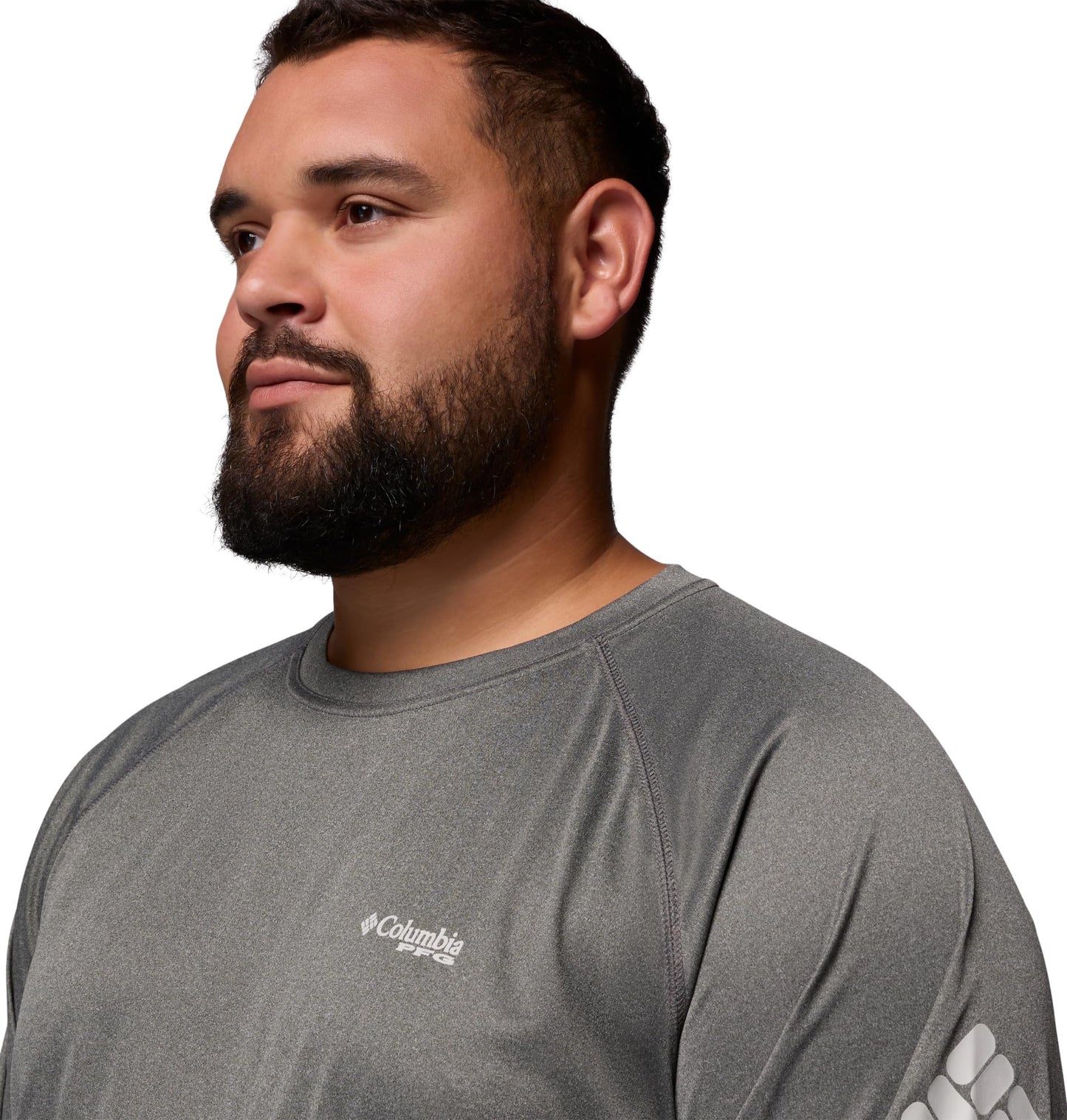 Columbia Men's PFG Terminal Tackle Long Sleeve Fishing Shirt, Charcoal Heather/Cool Grey Logo, 4X Tall