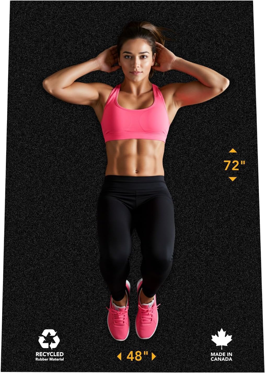 Rubber King Multi-Purpose Exercise Mat - 4' x 6' x 7mm - 100% Recycled Thick Rubber Mat for Home Gym Flooring, Non-Slip, Low-Odor Durable Workout Mat for Indoor/Outdoor, Shoe-Friendly - Black