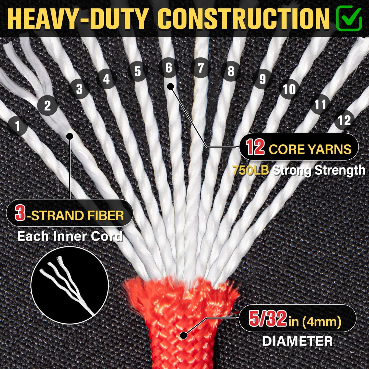 TRIBERION Paracord Rope 750 lb - 100ft 5/32" Parachute Cord 4MM 12-Strand para Cord - Heavy Duty Spool String for Survival,Camping Gear, Survival Bracelet, Clothesline - Red