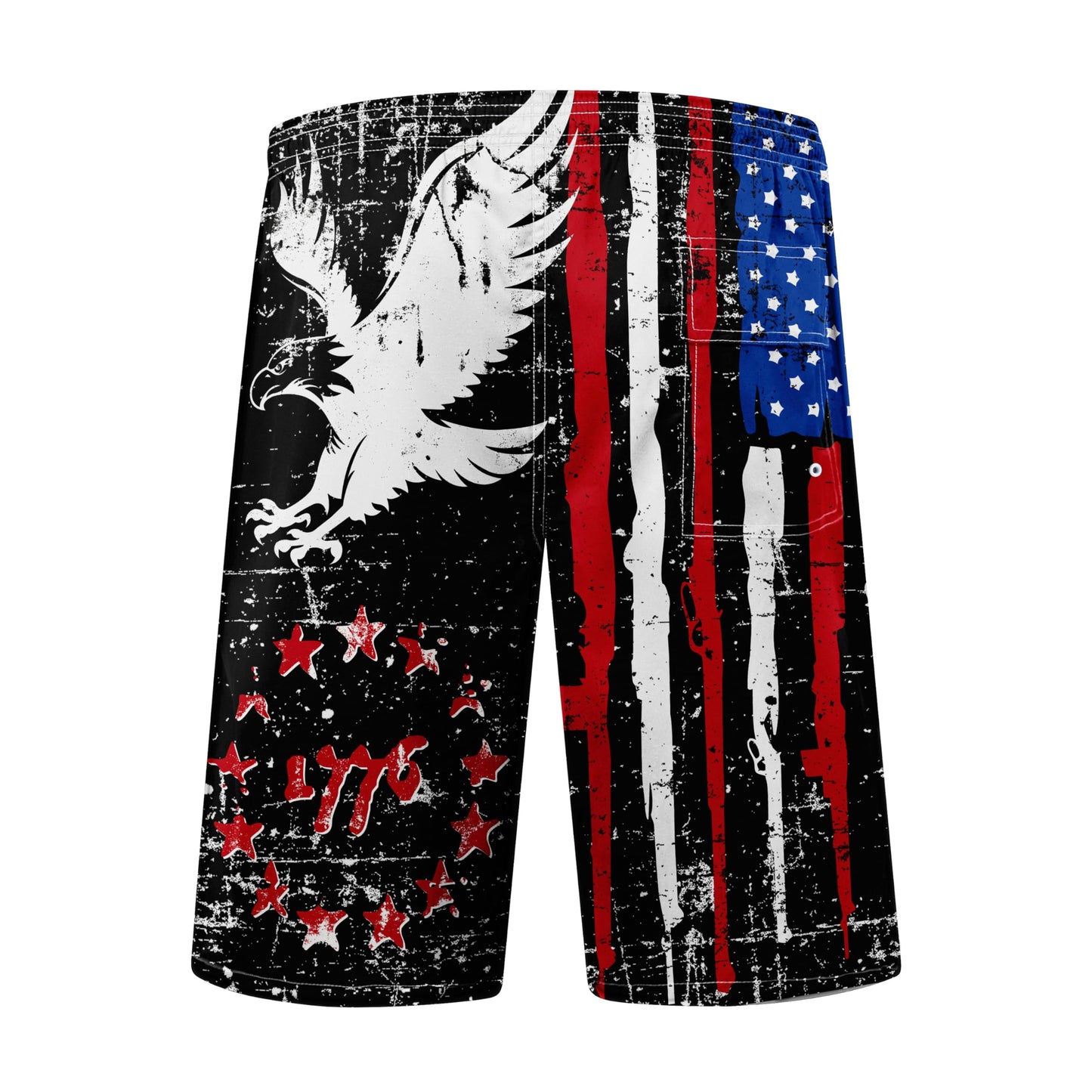 FT FENTENG Mens Swim Trunks Swimsuits, Patriotic 1776 American Flag Board Shorts Men's Swimwear Bathing Suit with Mesh Lining, Funny Hawaii Quick Dry Beach Shorts for Mens Swimming Trunks, Large