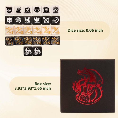 Extalas MTG dice Set with counters for Final Fantasy MTG - 50 dice Including keyword, +1 to +6, and -1 to -6 counters - Comes with Storage Box and Pouch (Pattern Version)
