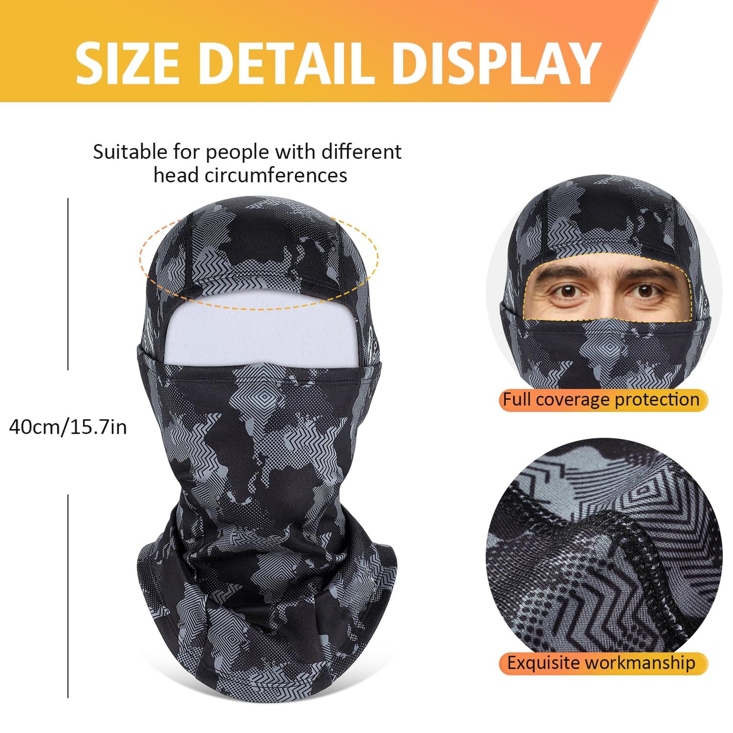 KGC Winter Balaclava for Men and Women, Windproof Ski Mask, Thermal Cold Weather, Winter Face Mask for Skiing, Bicycle Helmet, camouflage, One Size