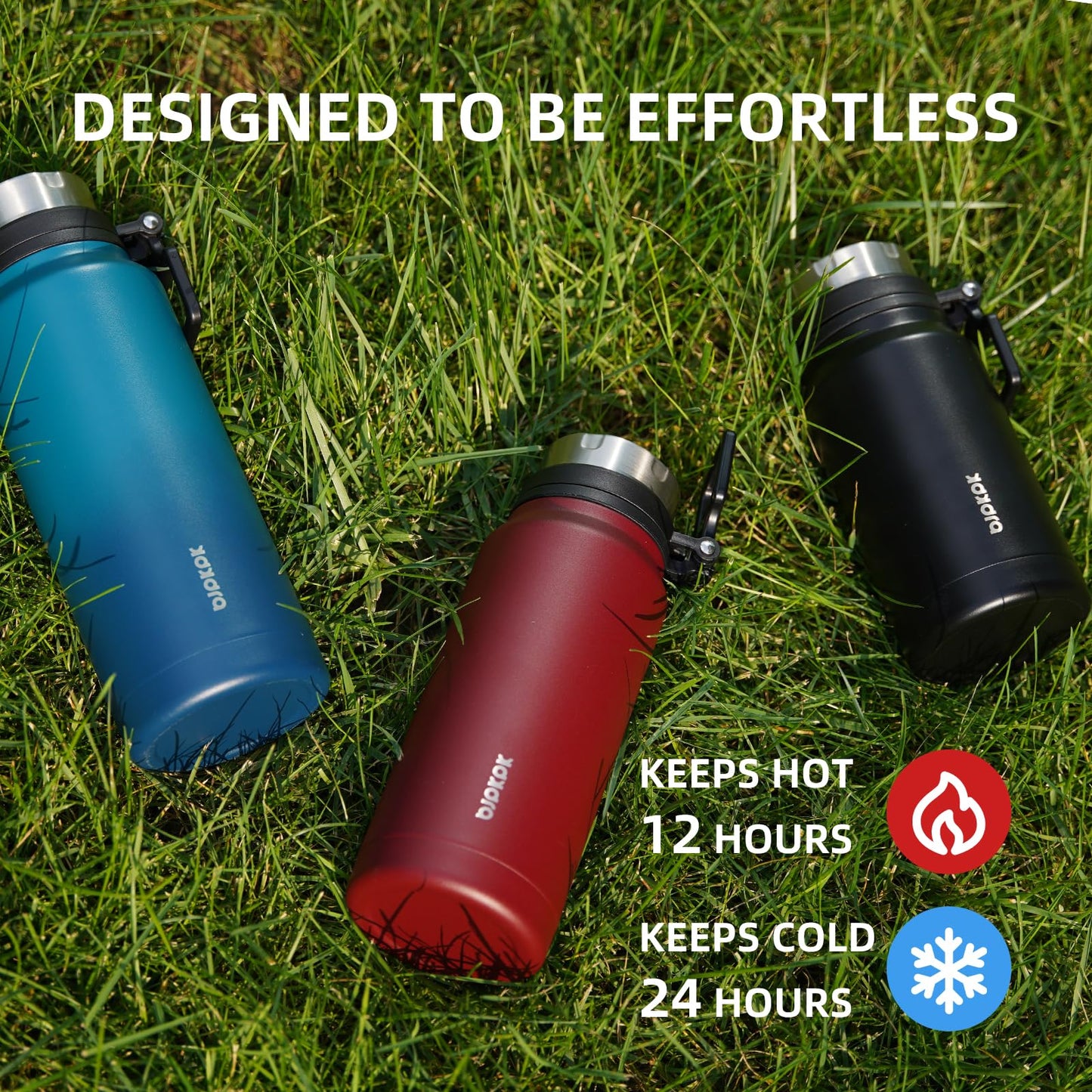 BJPKPK 40oz Insulated Water Bottle with Handle BPA Free Stainless Steel Travel Thermal Flask Reusable Large Water Bottle,Dark Green
