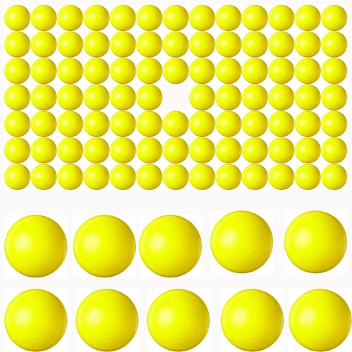 Lambid 100 x 68 Caliber Self Defense Balls, Reusable 68 Cal Paintball Ammo Plastic Kinetic Projectiles Compatible for Byrna SD/LE and T4E HDR68/ HDS68/HDX68/ HDB68 (100, neon Yellow, 68 Cal)
