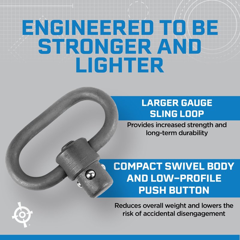 Blue Force Gear Push Button Sling Swivel - Machined Steel Sling Attachment Hardware - 1.25 Inch