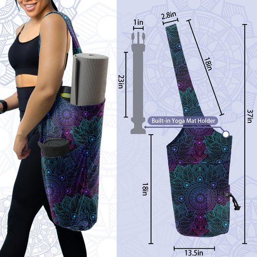 Feijiati Yoga Mat Bag for Women Yoga Bag with Large Size Pocket and Zipper Pocket,Rhombus Pattern- Yoga Bags and Carriers Fits All Your Stuff