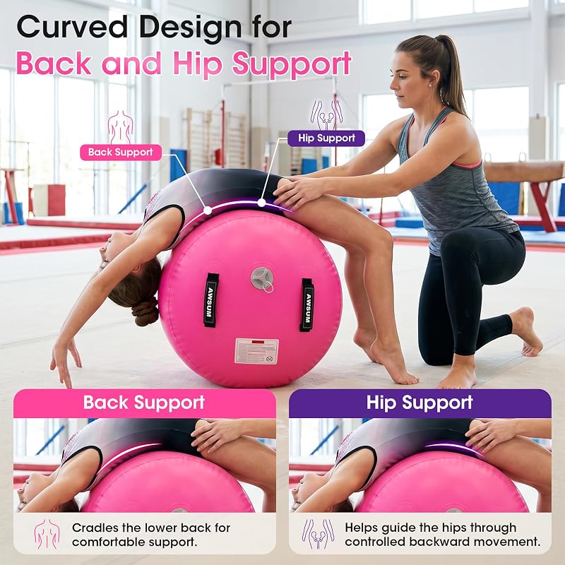 Air Roller Gymnastics Barrel for Back Handspring & Walkover - Pink 39.4" L × 23.6" Dia (Variation: Pink)