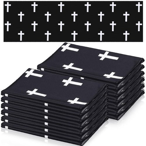 Peryiter 12 Count Christian Cross Cooling Towel 40" x 12" Breathable Chilly Sweat Rag for Neck and Face Religious Microfiber Fast Drying Ice Towel for Baseball Softball Soccer Football Sport (Black)
