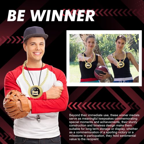 Loetere 6 Pcs Blank Award Medals with Neck Chains Create Your Own Kit Cheer Medals Winner DIY MVP Participation Trophy Metal Prize Gifts for Soccer Football Party Game