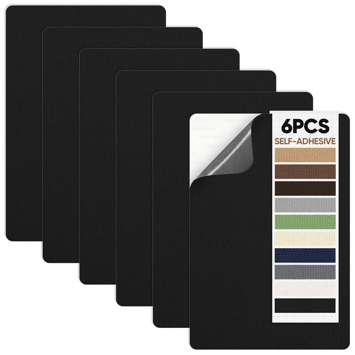 Canvas Repair Patch 5.5 x 8 Inches 6Pcs Self-Adhesive Waterproof Canvas Patch Kit for Repairing Tents,Sofas,Boat Covers,Camping Chair,Awnings,Car Seats. (Black)