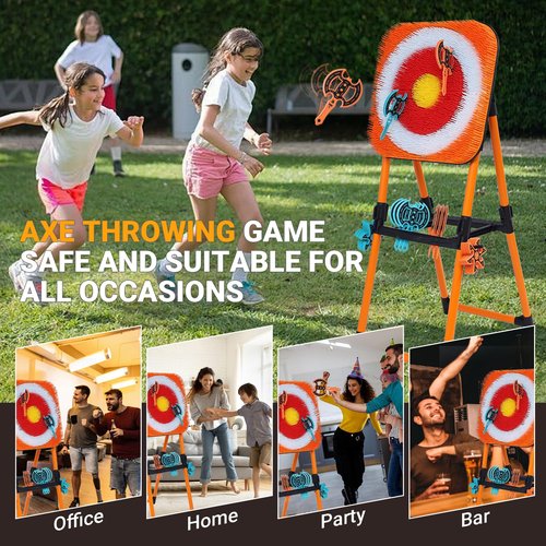 Axe Throwing Game Bristle Target with 16 Throwing Axes, Axe Throwing Outdoor Games for Kids Adults and Family, Backyard Games, Yard Game