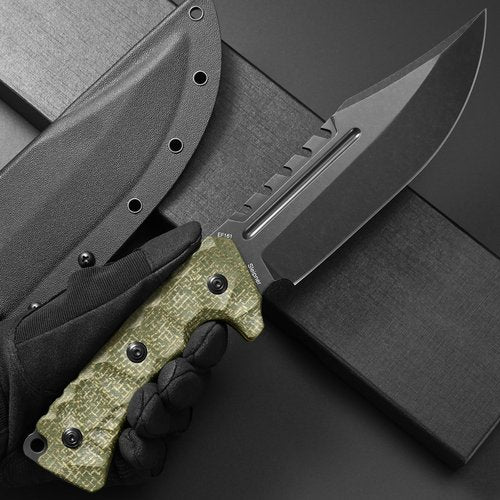 Eafengrow EF161 Fixed Blade Knife Sleipner Steel Blade Micarta Handle Full Tang EDC Tool Fix Knifes for Camping Hunting Bushcraft(Green)
