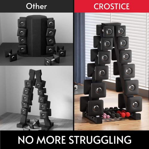 Dumbbell Rack Stand Only, Compatible with Peloton Weights, Ergonomic Weight Rack for Home Gym Dumbbells with 6-Tier, Space-Saving Home Gym Storage Rack, Plus Neoprene Set Storage, Compact
