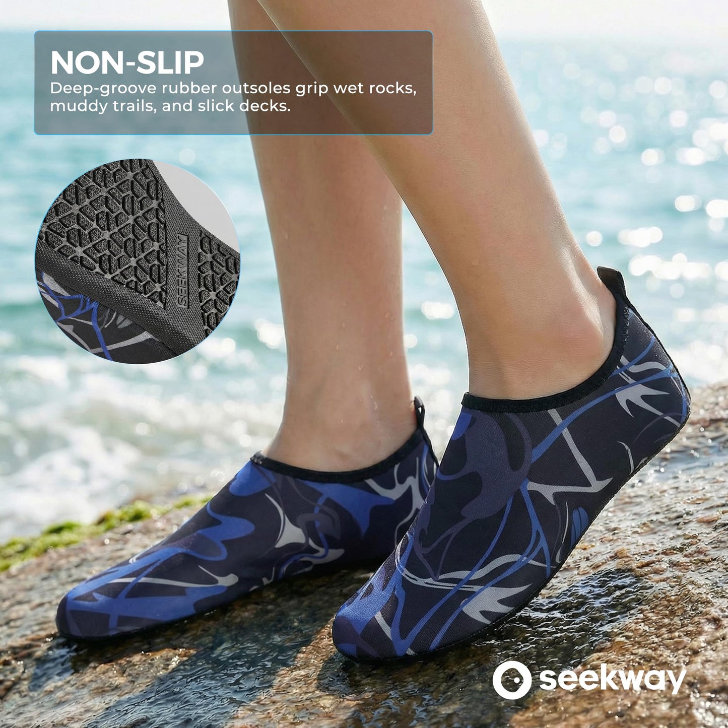 SEEKWAY Water Shoes Barefoot Aqua Socks Quick-Dry Non Slip Shoes for Beach Swim Pool River Boating Surf Women Men Bird SK002(U)