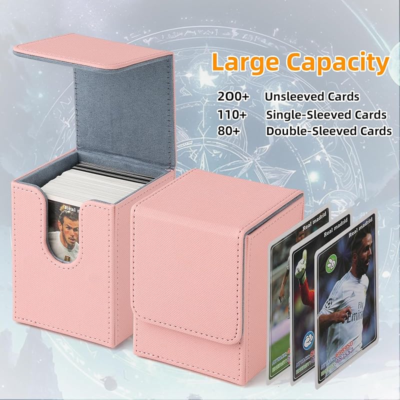 GERMUN Card Deck Box 120+ Sleeved Cards Pink – MTG Commander Storage Case with Magnetic Closure (Variation: 110+ Pink)