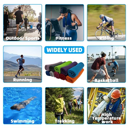 AWOWZ 10 Pack Cooling Towels, Soft Breathable Sweat Ice Towel for Sports, Yoga, Gym, Golf, Camping, Running, Fitness, Workout & More Activities