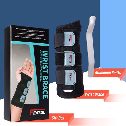 FEATOL Wrist Brace, FSA HSA Eligible Hand Brace, Carpal Tunnel Wrist Splint Night Support for Women Men, Pain Relief Support -Tendonitis, Arthritis, Sprain, Right Hand, Small/Medium