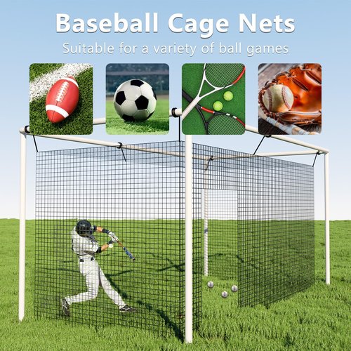 Miveda 20' x 10' x 10' Baseball Batting Cage Net, Batting Practice Net Pitching Cage, Portable Tote Bag Design, Softball Cage for Backyard Outdoor Pitching Practice Sports, Only Net Not Include Frame