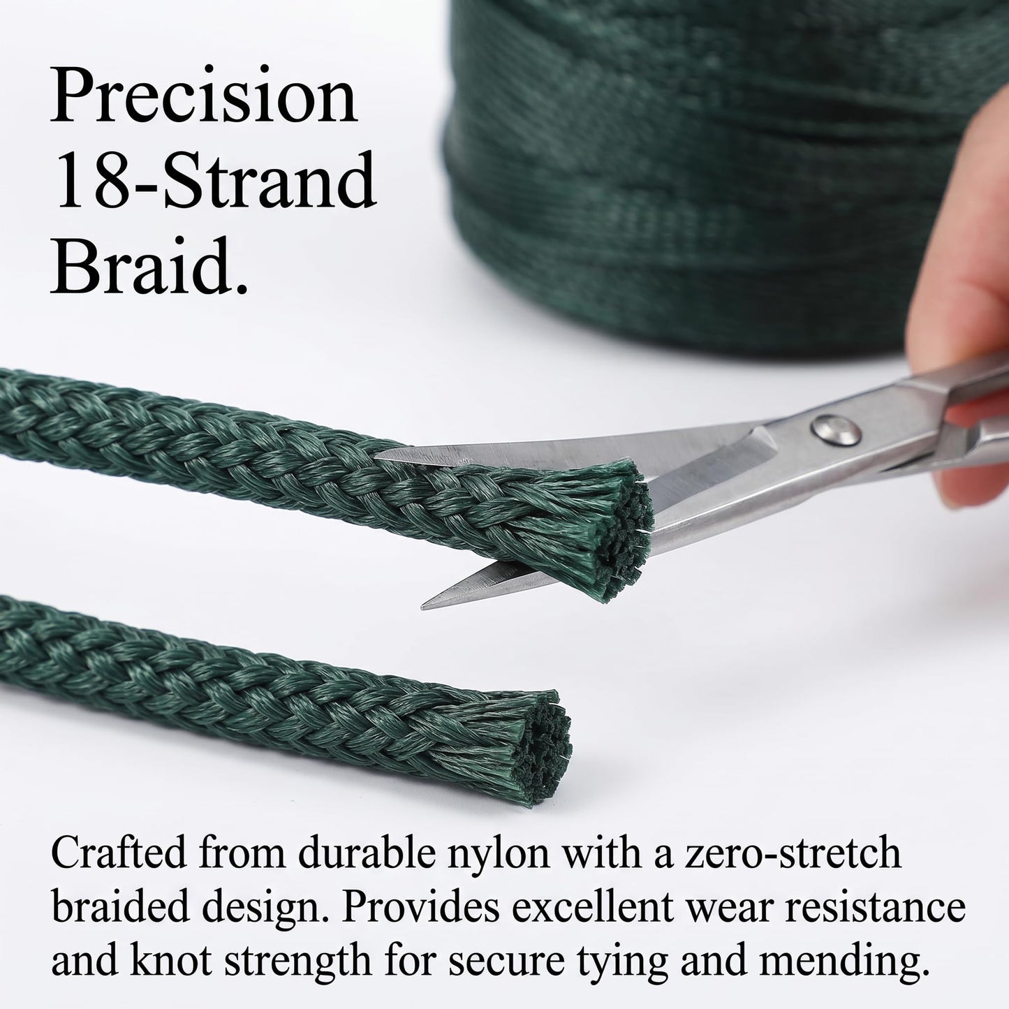 Veemoon 1 Roll Nylon String, 300M/980FT Fishing Net Repair Line Wrapping Rope Fish Net Repair Twine Braid Fishing Cord Twine DIY Crafts Rope to Weave Nylon Braided Wire, Bank String Dark Green