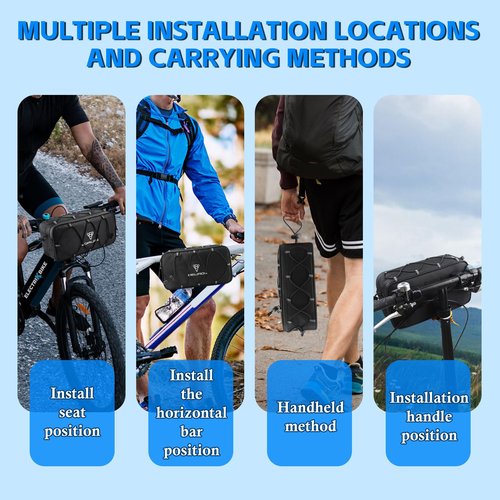NVAAV Bike Handlebar Bag, 2.1L Reflective Front Frame Pouch, Mild Waterproof and Hardening of the Shell, Road Mountain Bicycle Professional Travel Accessories, Installable Cycling Seat Storage Bags