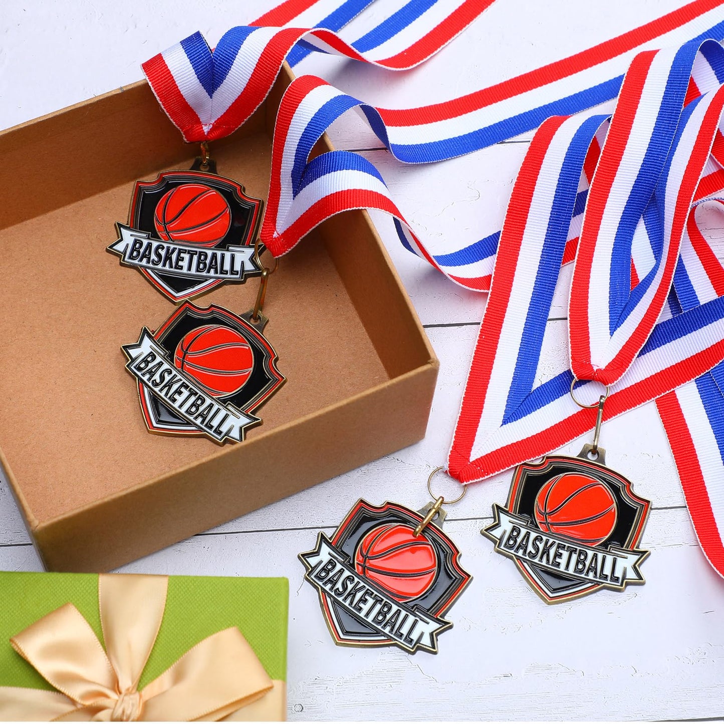 Trnayi 30 Pcs 10/20 /30/40 Pcs Award Medals Bulk Sports Medals with Neck Ribbons 2.4 Inch Winner Award Trophy Prize Gift for Sports Themed Party Favors Tournaments Match (Basketball)