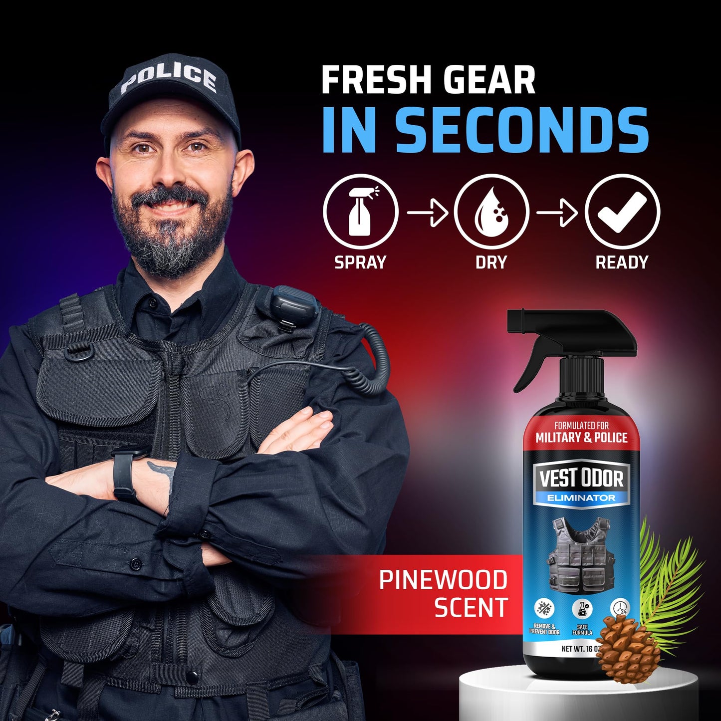 FORTIVO Vest Odor Remover Spray Non-Toxic, Residue-Free, Long-Lasting Fresh Scent 2 Pack