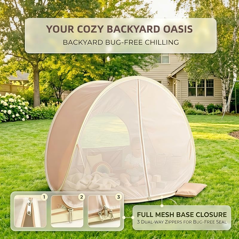 Pop Up Baby Beach Tent with UPF 50+ Sun Shield - Variation: Warm Sand