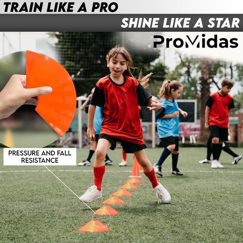 Disc Soccer Cones for Training Kids with Mesh Bag & Strap - 15/24/50/100 Small Plastic Cones for Sports Training - Flexible Conos for Soccer Practice Equipment, Basketball & Football Drills Equipment