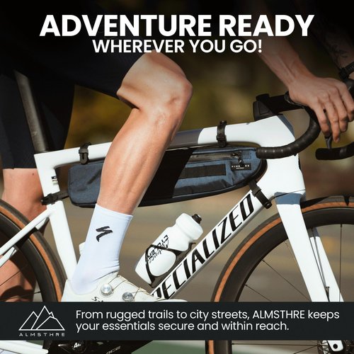 ALMSTHRE Signature Bike Frame Bag - Cosmic Blue, Small/Medium Sizing | Durable Recycled Ripstop Material, Waterproof Zippers & Customizable Design for Essentials