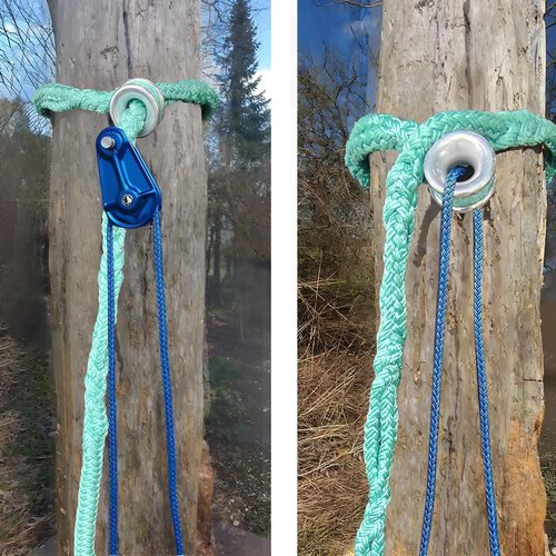 Rigging Ring Sling Rope 40203, 3/4" x 6’ Arborist Rope with #3 Aluminum Ring, 7-Pocket Adjustment Climbing Slings, 14600 lbs MBS