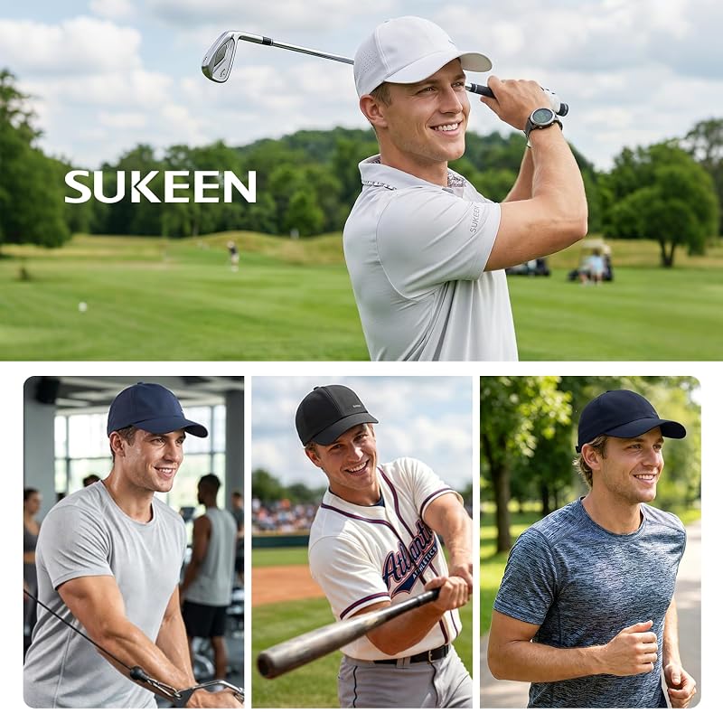 Sukeen Men’s Baseball Cap - Adjustable, Breathable, Moisture-Wicking Dark Blue