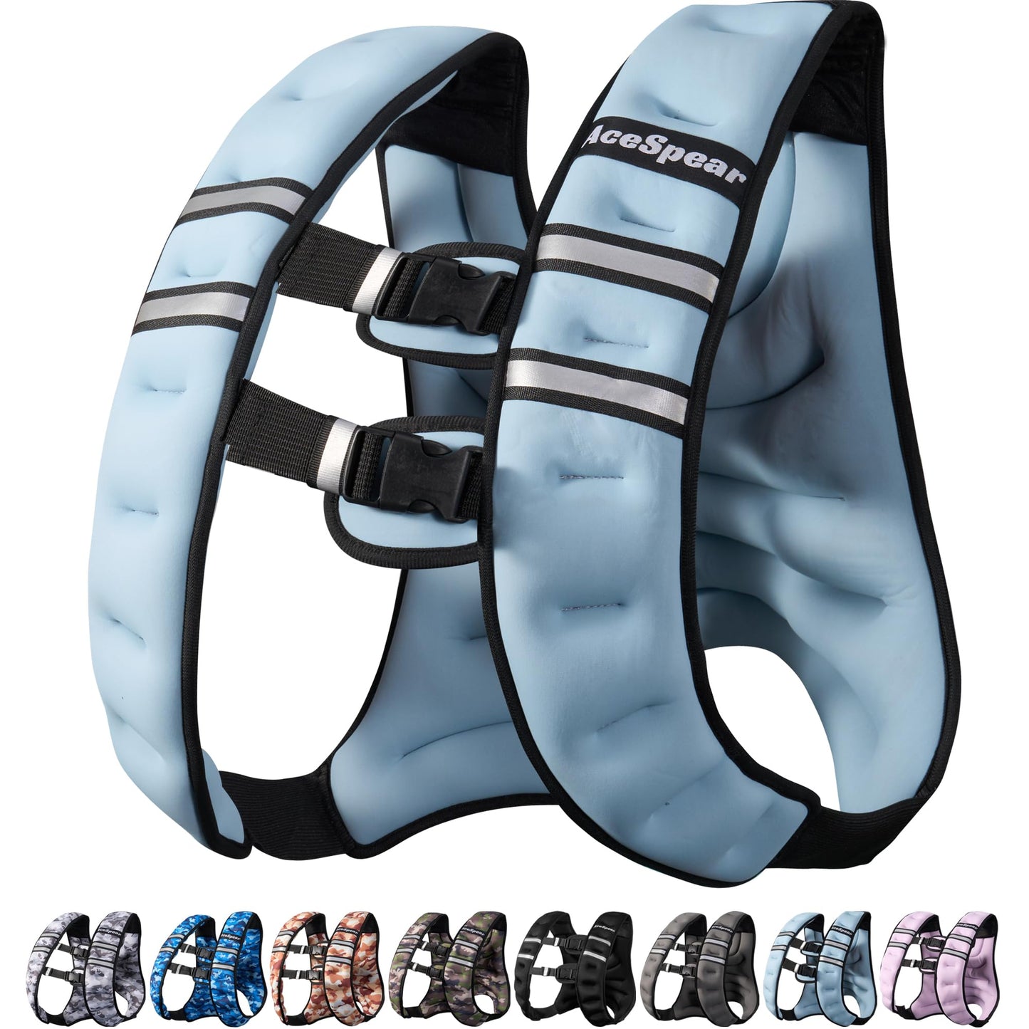 AceSpear Weighted Vest for Men Women 10lbs/14lbs/18lbs/24lbs Body Weight Vest for Running Walking Strength Training Workout (Blue, 12 lbs)
