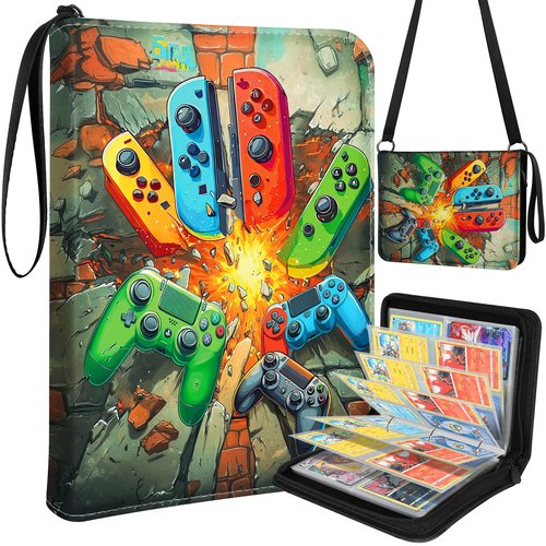 Lotadilo for Card Binder with 440 Pockets 4 Pocket - Trading Card Collection Album Folder for Men Kids Boys Teens for Sports Cards Game Cards with Zipper Hand Carrying, Games