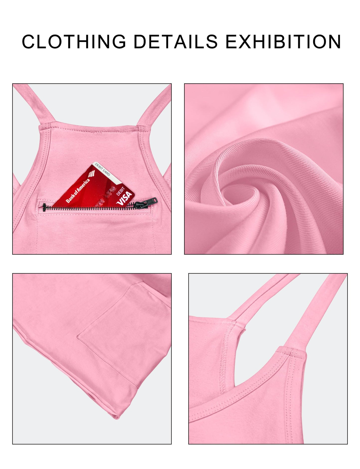 VIUTIL Womens Athletic Dress Built in Shorts Hot Shot Mini Dress Spaghetti Straps Tennis Workout 2026 Summer Romper Dress, Pink, Medium