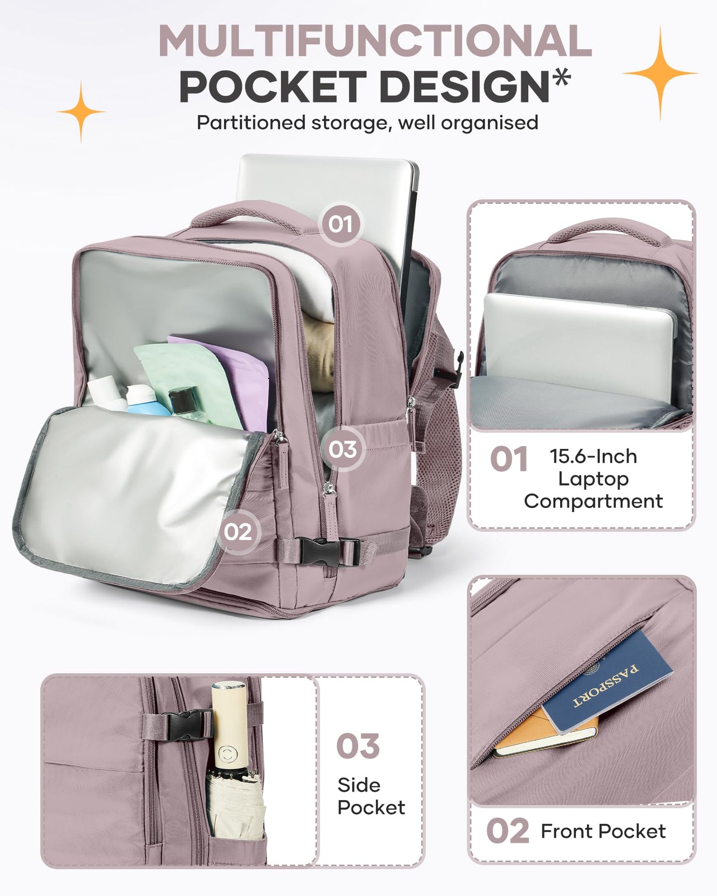 Travel Backpack Carry On Flight Aapproved Personal Item Travel Bag Mochila De Viaje Travel Backpack For Men Spirit Airlines Personal Item Bag 18x14x8 Carry On Backpack For Airplanes Lotus Root Pink