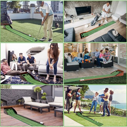 Eleko Meyar Golf Putting Mat, Portable Indoor Putting Green, Includes Putting Practice Ball, Wrinkle-Free Mat, Solid Wood Construction – Suitable for Office, Living Room,Outdoor, Golf Gifts