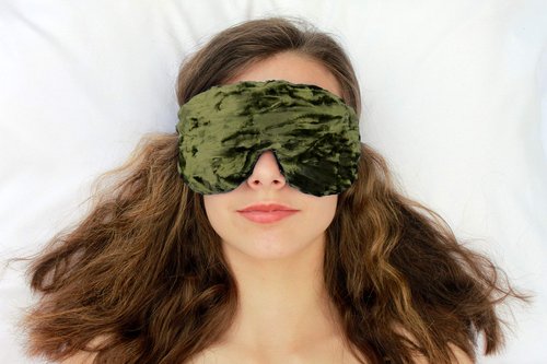 Candi Andi Handmade Opulence Eye Mask Pillow - Weighted Flaxseed Fill, Unscented, Satin & Velvet, Adjustable Strap - Ideal for Meditation & Restful Sleep - Spring Green - TEMF-SG