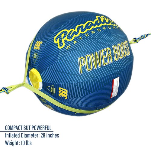 NorEast Outdoors Paradise Water Sports - Power Boost Ball with Tow Rope, Towable Tube Rope, Performance Power Boost Ball - Blue/Yellow