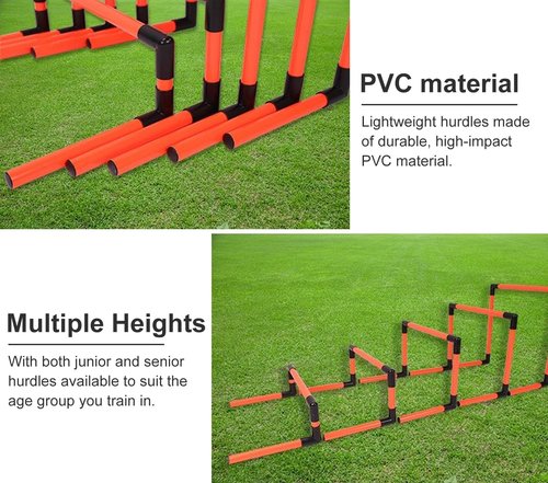 EliteBloom Pack of 5 Speed Agility Hurdles Training Equipment, Detachable Practice Hurdles for Track and Field, Portable Adjustable Football Hurdles Set (Red)