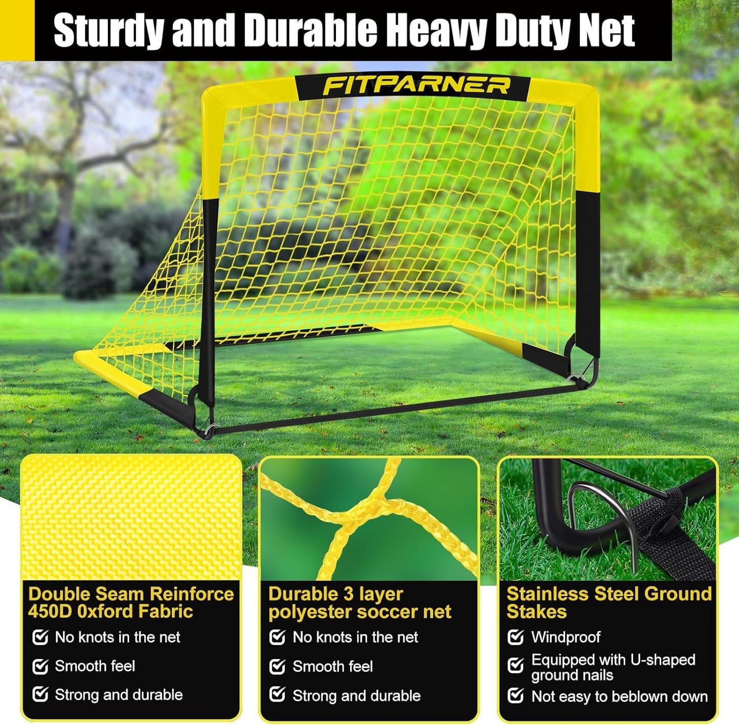 Kids Soccer Goals for Backyard Set - 2 Set of 4X3 ft Soccer Nets for Kids Age 3-14,Portable Pop Up Soccer Training Equipment Kit with Soccer Ball,Cones for Toddler Youth Outdoor Game