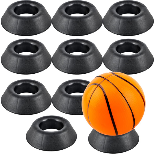 10 Pack Black Bowling Ball Cup Stand Plastic Bowling Ball Holder Ring Sports Ball Cup Display Stand for Softball Bowling Basketball Football Volleyball Souvenir Base Stand