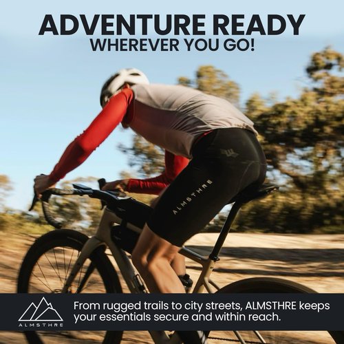 ALMSTHRE Compact Bike Frame Bag – Midnight Black | Weather-Resistant, Waterproof Zippers & Dual-Sided Access for Road, MTB, and Ebike Frames