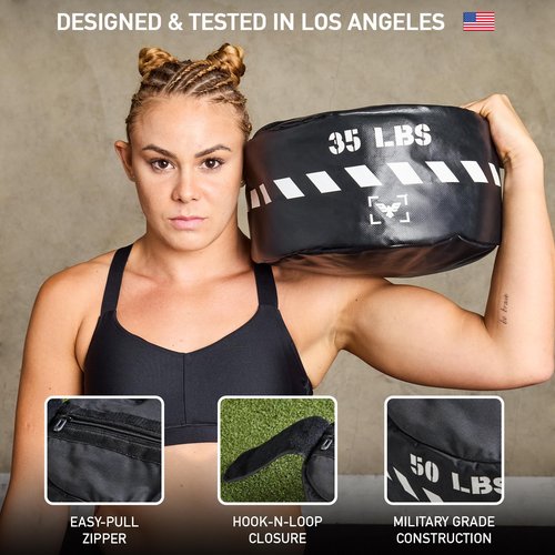 Elite Sports Heavy-Duty Workout Sandbag- Unfilled, Durable Sand Bags for Powerlifting, Combat Training & Full-Body Workouts (Black, 70 LBS)