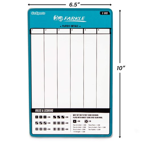 GoSports Dry Erase Rollzee and Farkle Scoreboard - Giant Size with 2 Pens