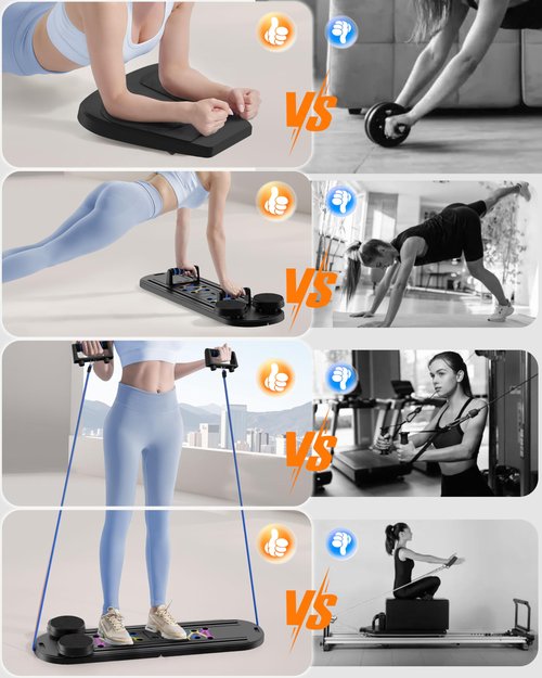 Pilates Board, Pilates Reformer, 2025 Multifunctional Pilates Reformer Board for Home Office Use, Portable Foldable Pilates Exercise Machine for Full-Body Workout