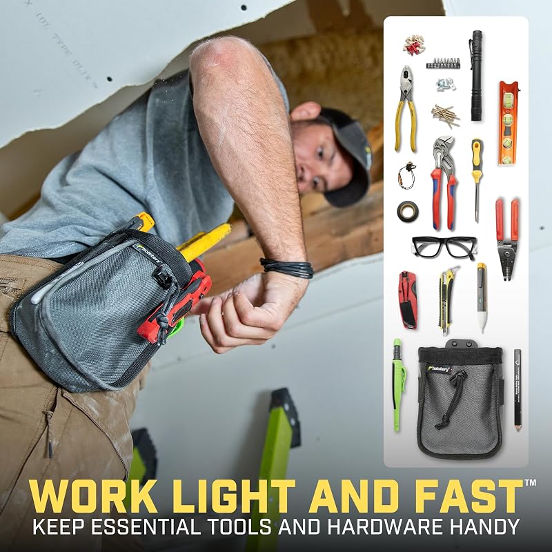 Joey Pouch V2 Clip-On Tool Belt Bag for Nails, Screws & Hardware - Great for Electricians, Plumbers, HVAC Techs