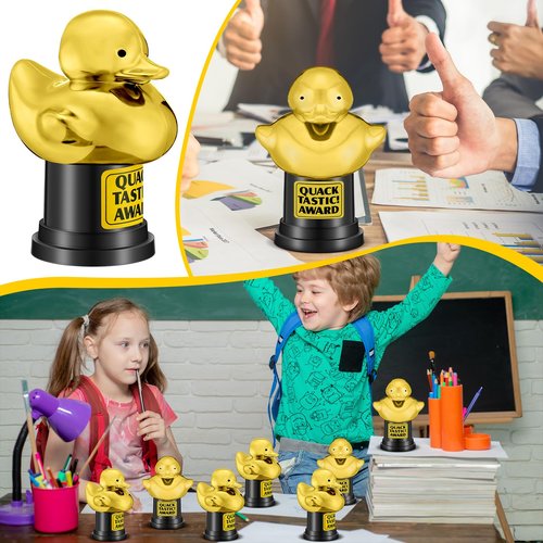 Tondiamo Small Trophy Celebrate The Top Award 6 Inch Tall Plastic MVP Funny Game Small Trophy and Awards for Employees Boss Custom Competition Gifts(Duck)