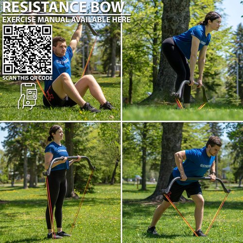 Synergee Resistance Bow. Portable Home Gym with Resistance Bands and Bar System. Collapsible Resistance Bar with Handles. Full Body Workouts for Home, Travel or Outdoors.