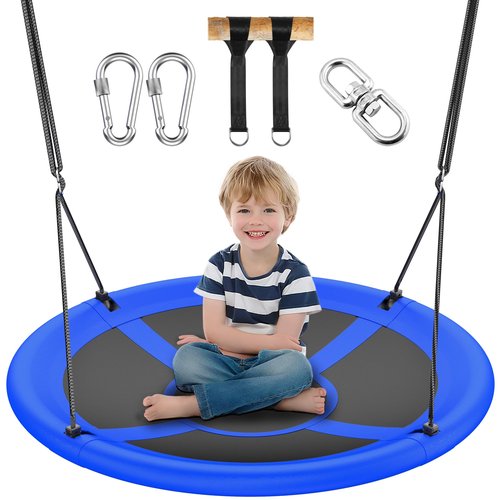 Everyfun 43" Saucer Tree Swing for Kids Adult, 700lbs Weight Capacity, Waterproof Flying Saucer Swing with Adjustable Hanging Straps, Swing Seats for Backyard Outdoor Indoor Playground, Blue