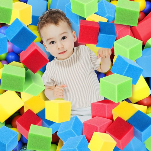 36 Pcs Foam Pit Cubes Blocks 3.1 x 3.1 x 3.1 Inch Colorful Flame Retardant Educational Autistic Building Blocks for Trampoline Arenas, Gymnastics, Parkour Courses Skateboard Parks Playground (Classic)